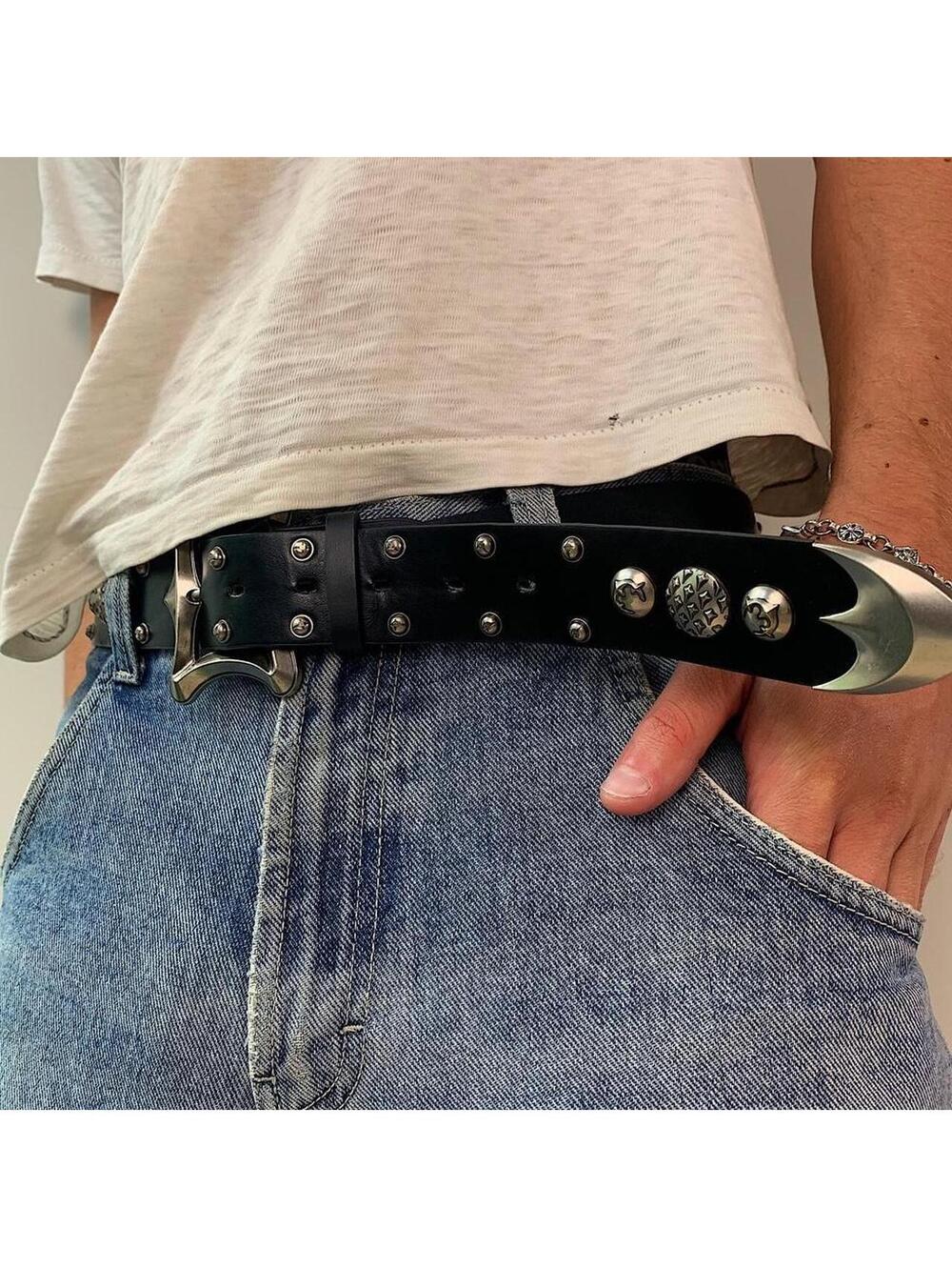 Y2K Cyber Black Unique Belt 41 Inch